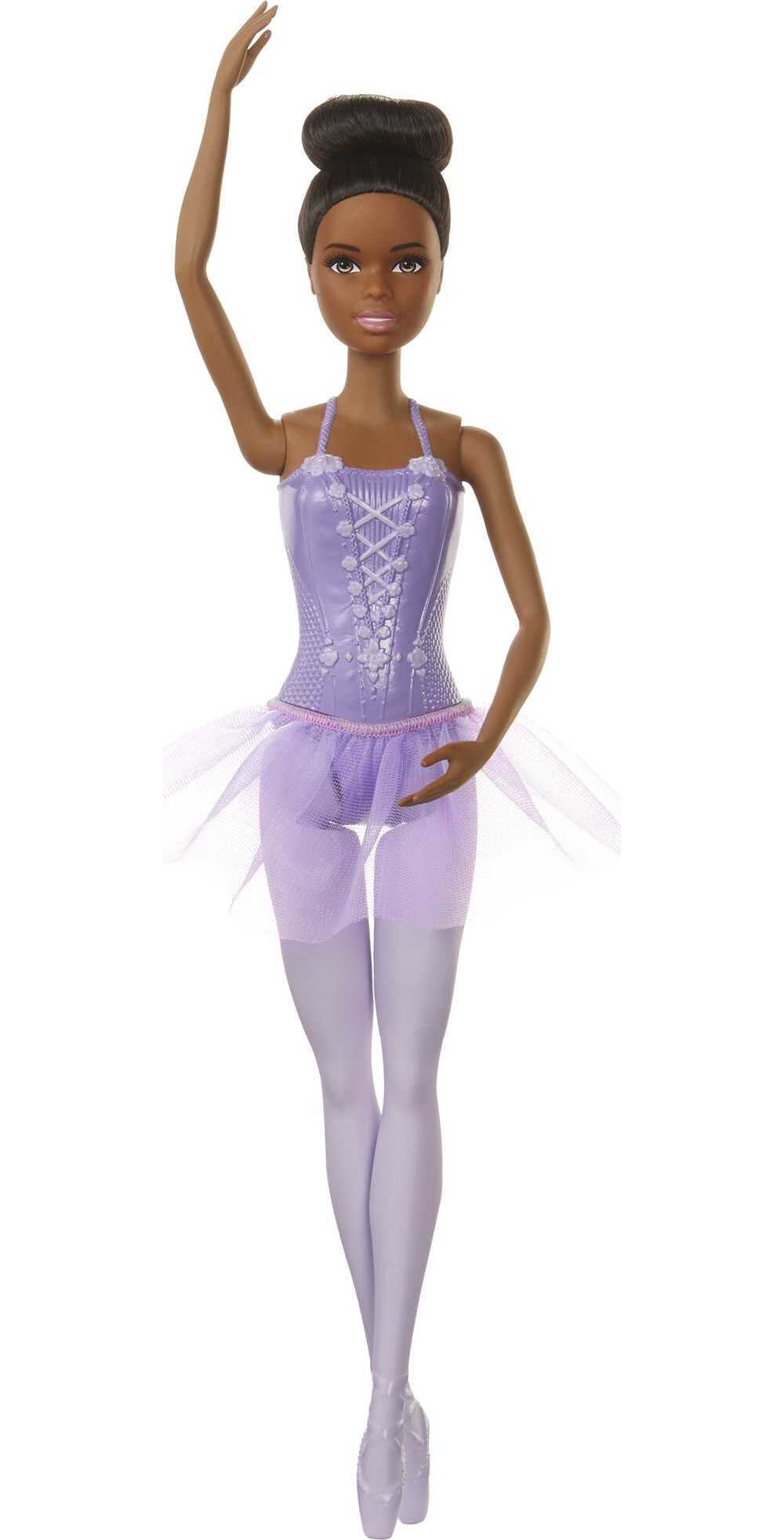 Barbie Ballerina Doll with Black Hair Purple Tutu Brown Eyes Sculpted Toe Shoes Walmart