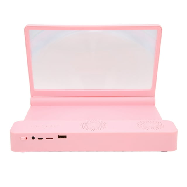Lupa de pantalla Bling Bling para teléfono proyector de aumento 3D HD con altavoz Bluetooth color rosa