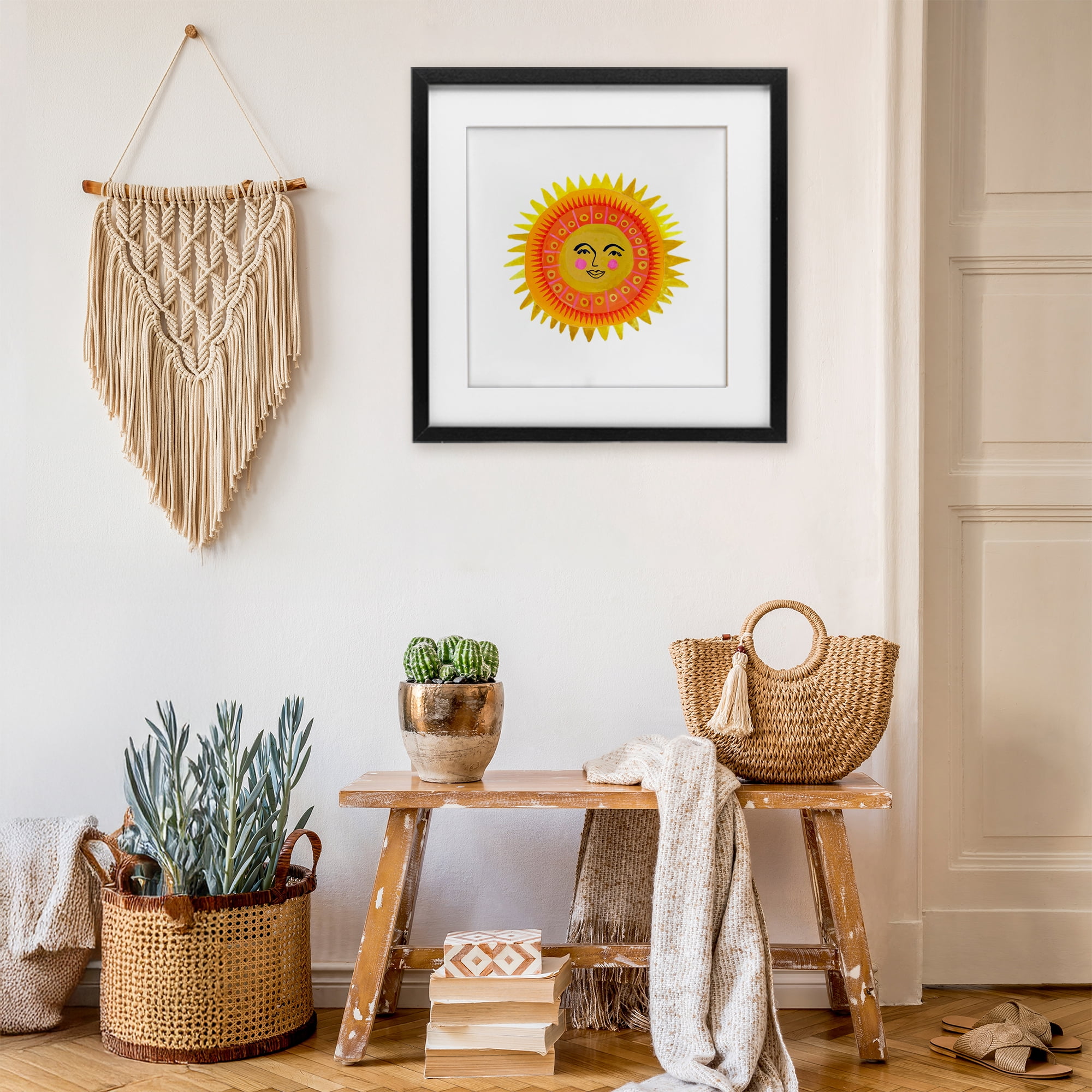 Stupell Industries Eccentric Bohemian Sun Black Framed Print Under Glass, design by Katherine Herrell Studio