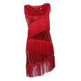 thumbnail image 4 of Vestido de baile latino Sunnimix con flecos y lentejuelas Rojo, 4 of 8