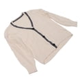 thumbnail image 3 of Suéter abierto Nikou para mujer con botones cuello en V manga larga suelto transpirable color beige talla única, 3 of 15