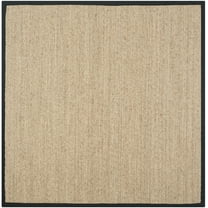 SAFAVIEH Natural Fiber Maisy Solid Area Rug, Natural/Black, 4' x 4' Square