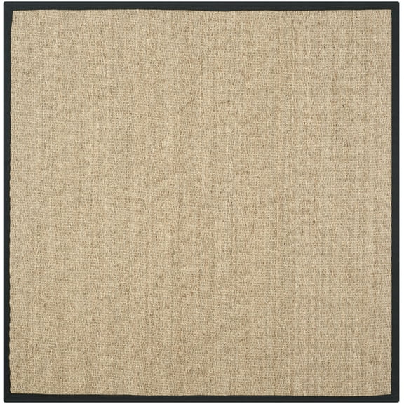 SAFAVIEH Natural Fiber Maisy Solid Area Rug, Natural/Black, 4' x 4' Square