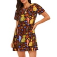 thumbnail image 1 of Balery colorful fox Camisón de manga corta con cuello redondo para mujer, cómodo y elegante., 1 of 6