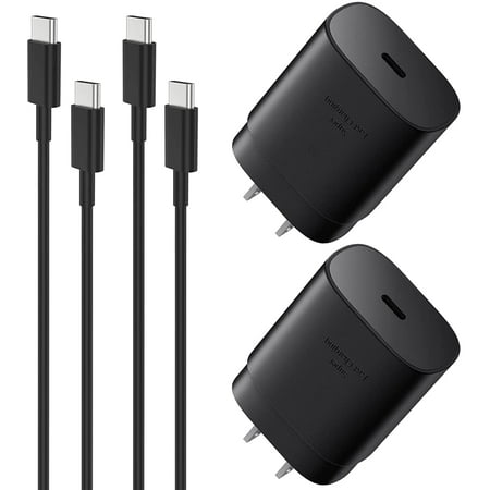 2 Pack Super Fast Charging Adaptive Wall Adapter 25W Charger for Nokia C110 Nokia C300 [2x 25W Wall Plug + 2x 4FT USB C PD Cables] - Black (US Version)