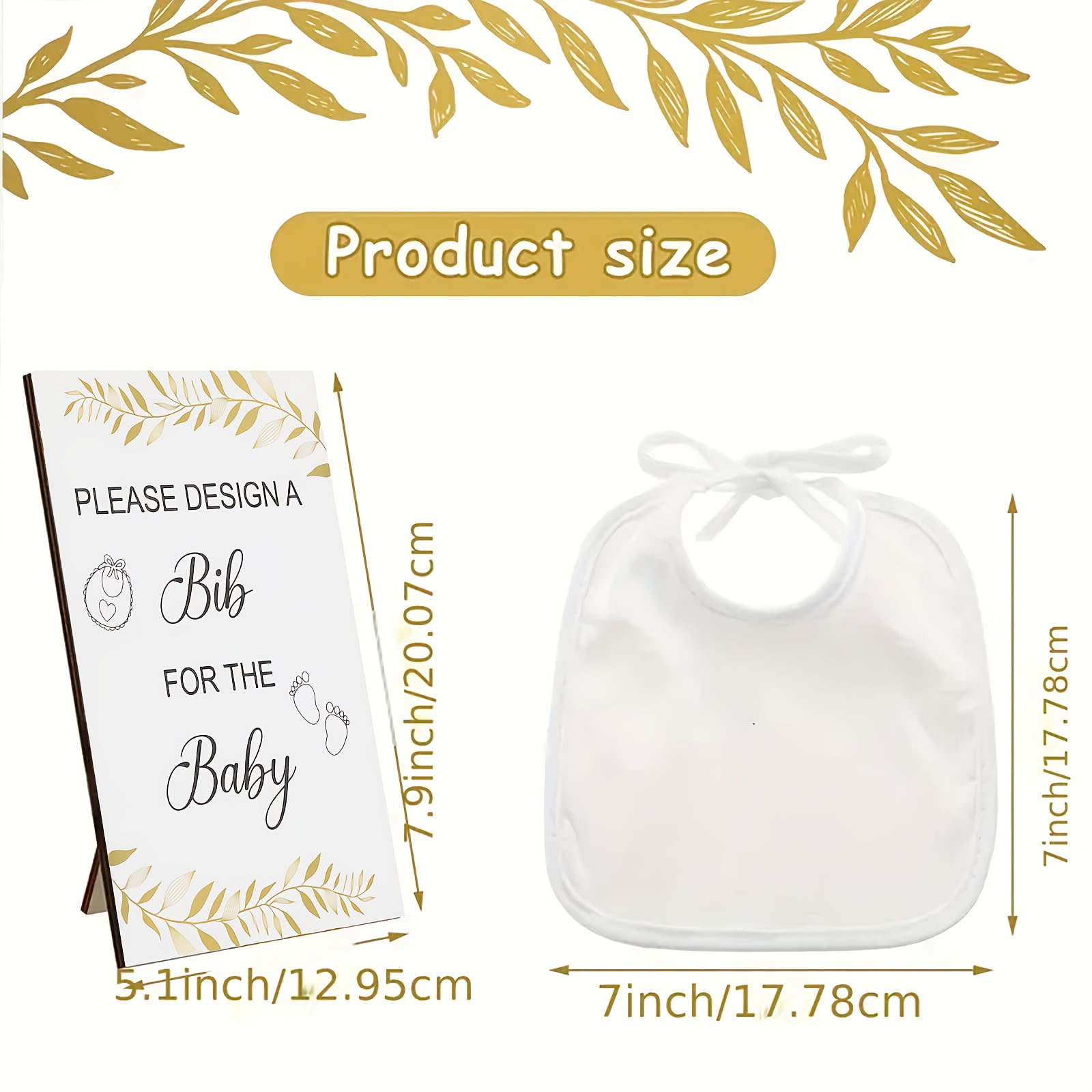 Baby Shower Coloring Bibs Set, 30 Disposable Non-Woven Bibs 7x7in with 12 Markers & 5.1x7.9in Game Sign, Baby Party Activity for Christmas, New Year, Valentine & Holidays