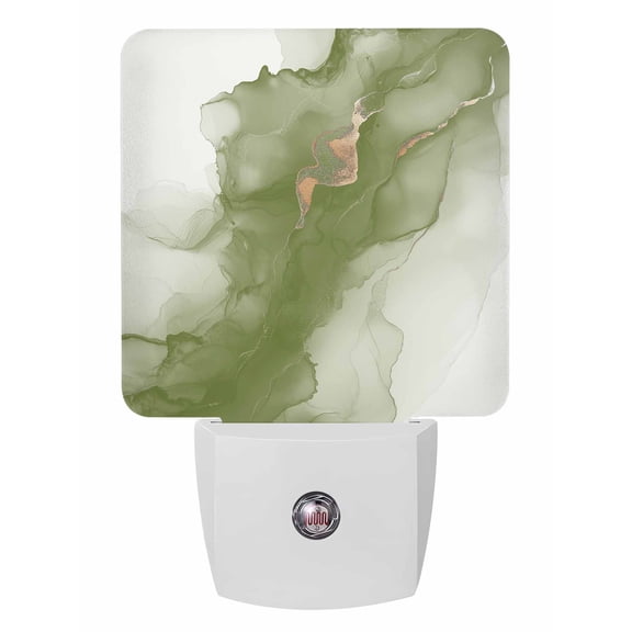 Night Lights Auto Sensor Abstract Ombre Sage Green Marble Plug-in LED Nightlights Lamp Dusk to Dawn for Living Room, Bedroom, Bathroom, Hallway, Stairways Wall Decor, White Modern Art Night Light