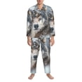 thumbnail image 3 of Disketp Majestic Snowy Wolf for Pajamas Set Long Sleeve Sleepwear Mens Button Down Nightwear Pj Sets-Large, 3 of 7