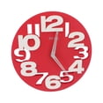 thumbnail image 1 of Horloge Murale Moderne à Gros Chiffres 3D Horloge Murale Ronde Ajourée 3D pour Cuisine Bureau Maison (Rouge), 1 of 6