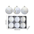 thumbnail image 3 of Kbndieu White Christmas Tree Balls Ornaments, 6PCS 3.15" Pre-Strung Hanging Ornament Decorations, Shatterproof Xmas Bulbs Plastic Hanging Balls for Xmas Tree Holiday Party Decor, 3 of 9