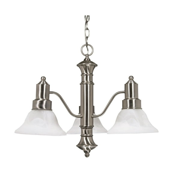 Nuvo 60-190 - Gotham - 3 Light - 23" - Chandelier - w/ Alabaster Glass Bell Shades