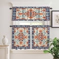 thumbnail image 6 of Retro Ethnic Leaves Curtain Valances Set Flowers Orange Blue Texture Kitchen Curtains 36&nbsp;inch Length Rod Pocket Valance and Tiers 3 Piece Set Small Bedroom Bathroom Laundry Decor, 6 of 9