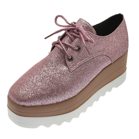 

HGWXX7 Shoes Style Casual Thick-Soled Fashion Increased Lace-Up Shoes Women s British Platform Women s sneakers Fall Shoes