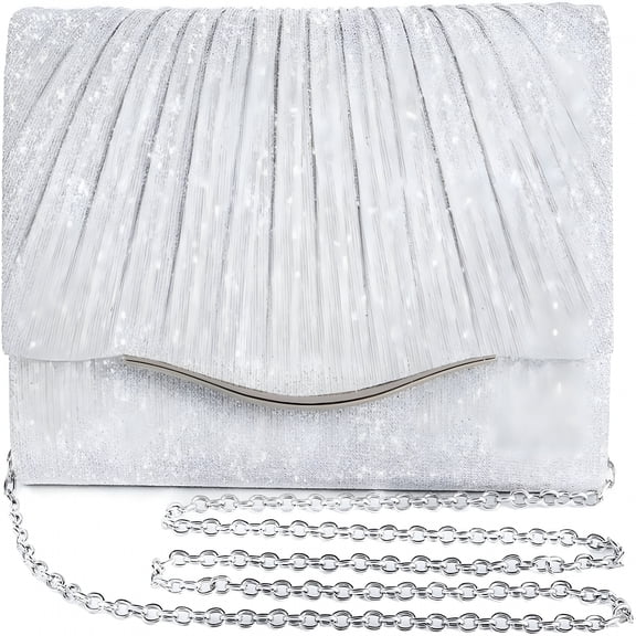AOMRCOL Clutch Purses for Women Formal Dressy Evening Bag Handbags Crossbody Bag for Wedding Cocktail Prom Party Elegance Charm (Silver)