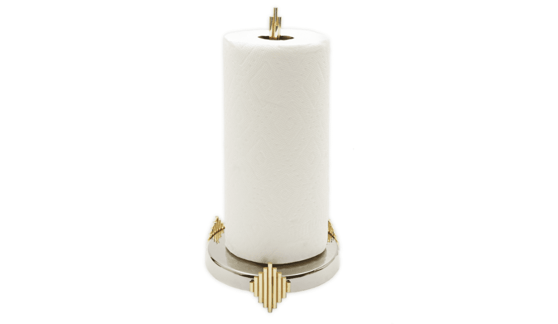 Classic Touch Symmetrical Design Paper Towel Holder - Gold