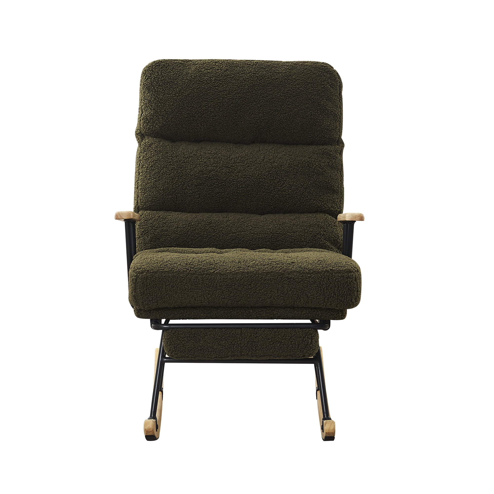 Banome Modern Teddy Gliding Rocking Chair with High Back - Retractable Footrest and Adjustable Back Angle - Perfect for Nursery, Living Room, and Bedroom