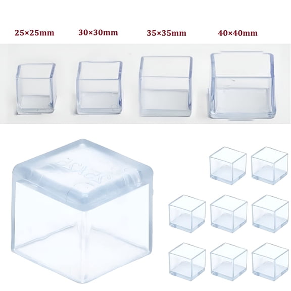LAMIRO 8 Pack Chair Leg Floor Protectors Clear Silicone Stretchable Furniture Leg Caps for Square Table Feet 1 to 1.5 Inch Hardwood Laminate Tile Scratch Resistant
