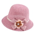 thumbnail image 4 of AirLoni Sun Hats For Women With Ruffled Bow Decor Woven Handmade Summer Foldable Breathable French Tea Party Church Hat Bucket Hat Bowler Hat Solid Color Light Violet,One Size, 4 of 4