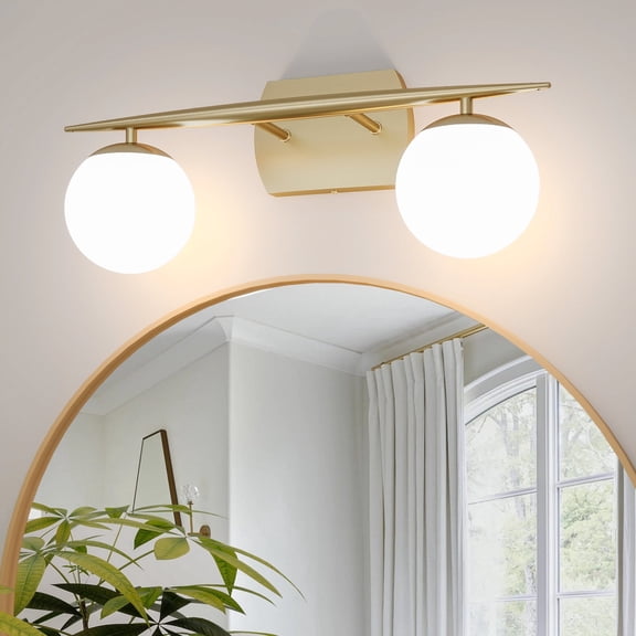 Black Vanity Lighting Fixtures, 2-Light 20 Inch Modern Bathroom Light with Milky White Frosted Glass Shades, Wall Lights for Bathroom, Bedroom, Living Room(G9 Bulb not Included)