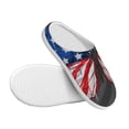 thumbnail image 3 of Fotbe Butterfly With USA Flag Pattern Women's Fuzzy Curly Fur Memory Foam Loafer Slippers Indoor Outdoor Slippers Winter Home Shoes-37/38, 3 of 7
