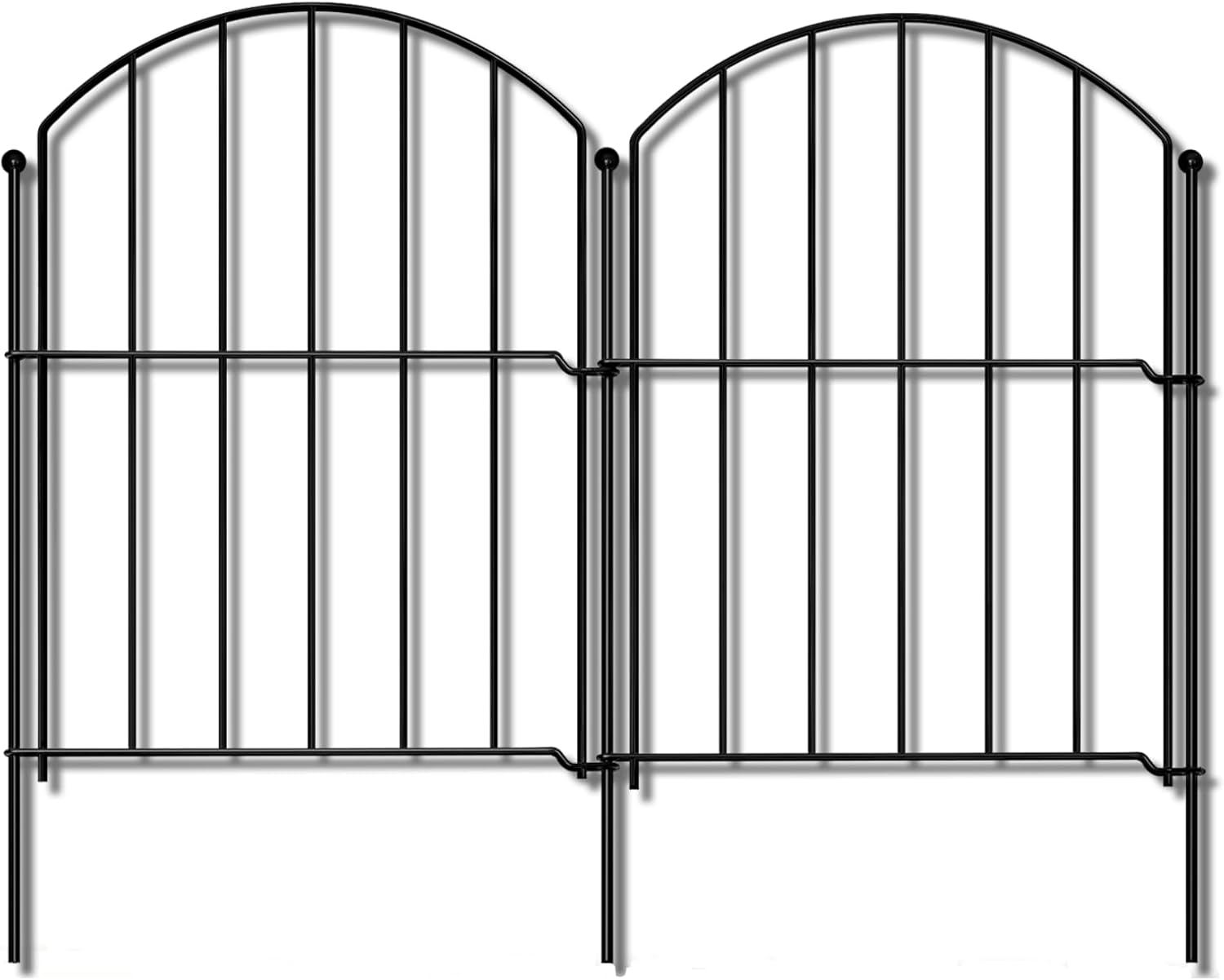 Decorative Arch Garden Fence 25 Panels, 17'' H x 26.7FT L, No- Animal Barrier with Rustproof Stakes - Easy Install & Sturdy Design
