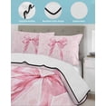 thumbnail image 3 of Quilt King Size Bedding Set, Pink Bow Reversible Summer Quilt 3 Pieces, Cute Watercolor Girls Cartoon Luxury Lightweight Bedspreads Coverlets with 2 Pillow Shams for All Seasons, 3 of 5