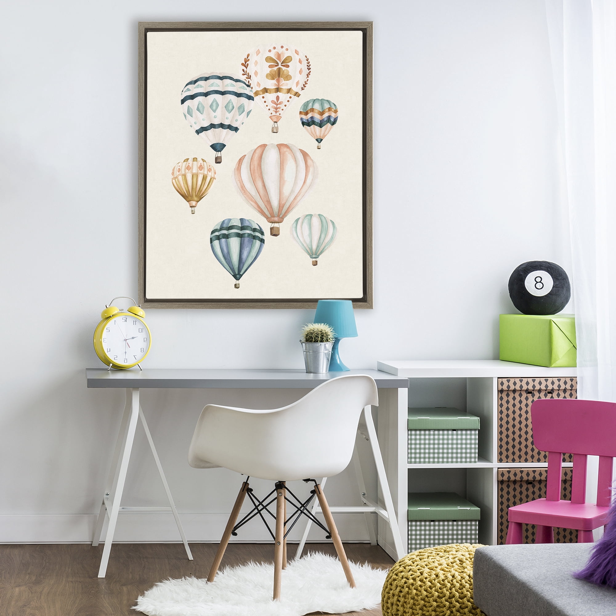 Stupell Industries Wanderlust Hot Air Balloons Brown Framed Floater Canvas Wall Art, design by Bethany Sandoval