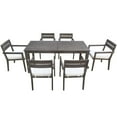 thumbnail image 2 of Harper & Bright Designs 7 Piece Acacia Wood Outdoor Dining Set for 6, Wood Table and Chairs with Soft Cushion for Patio Balcony and Backyard, Grey, 2 of 15