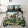 thumbnail image 2 of Homewish Western Dinosaur Kids Bedding Comforter Set 7pcs, Cartoon Woodland Wildlife Queen Bedding Sets, Palm Leaf Plant Reversible Queen Sheet Sets, Lightweight Room Decor, 2 of 7