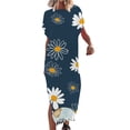 thumbnail image 2 of SMihono Robe Maxi Boho d'Été pour Femmes Grande Taille Robe Maxi pour Femmes Vacances à la Plage Décontractée Robe Longue Ample Manches Courtes Robes d'Été avec Fente Robe de Plage, 2 of 5