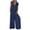 Blue, variant on GaThRRgYP Women's Blue Jeans, Women's Solid Color Short-Sleeved Casual Wide-Leg Jumpsuit with Button Pockets