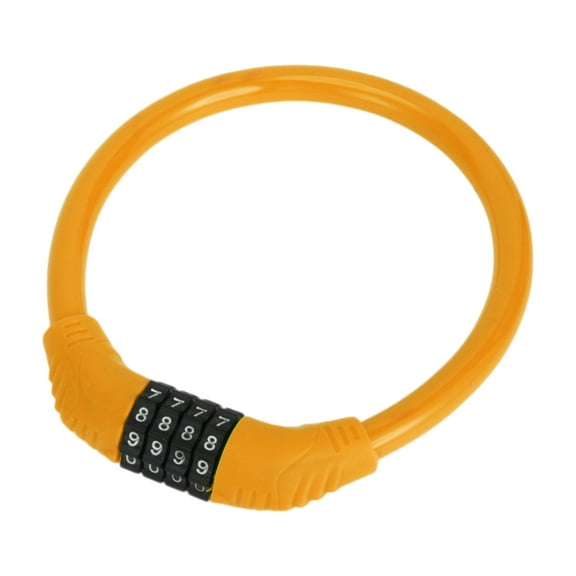 Unique Bargains Bicycle Lock Portable Ring Cable Anti-Theft Resettable 4 Digit Mini Ring Lock Alloy ABS 45cm Orange 1 Pc