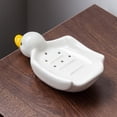 thumbnail image 5 of White Cute Duck Animal Ceramic Soap Dishes Self Draining Soap Holder with Drain Drainage for Shower Bathroom Kitchen, 5 of 8