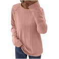 thumbnail image 2 of Aloohaidyvio Women's Summer Basic Plain Tee Shirts 2025 Long Sleeve Crewneck Textured Dressy Casual Blouse Tops, 2 of 6