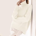 thumbnail image 4 of Women's Long High Neck Solid Ribbed Knit Lightweight Pullover Sweater Top, 4 of 6