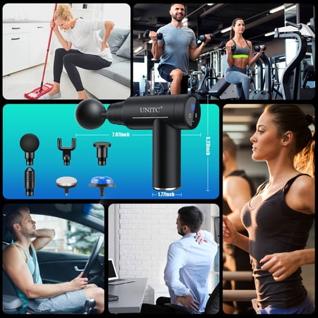 HUAUOO UNITC MINI MASSAGE GUN WITH HEAT AND COLD, DEEP TISSUE MESSAGER WITH 6 HEADS, GIFTS