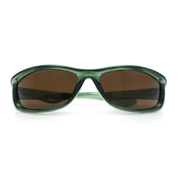 Urban Y2K Wrap Around Sport Plastic Windbreak Oval Sunglasses Green - Brown