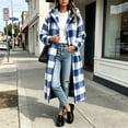 thumbnail image 4 of Iyufng Plaid Fuzzy Fleece Long Hooded Coats for Women Full Zip Long Sleeve Casual Warm Winter Outerwear with Side Pockets, 4 of 7