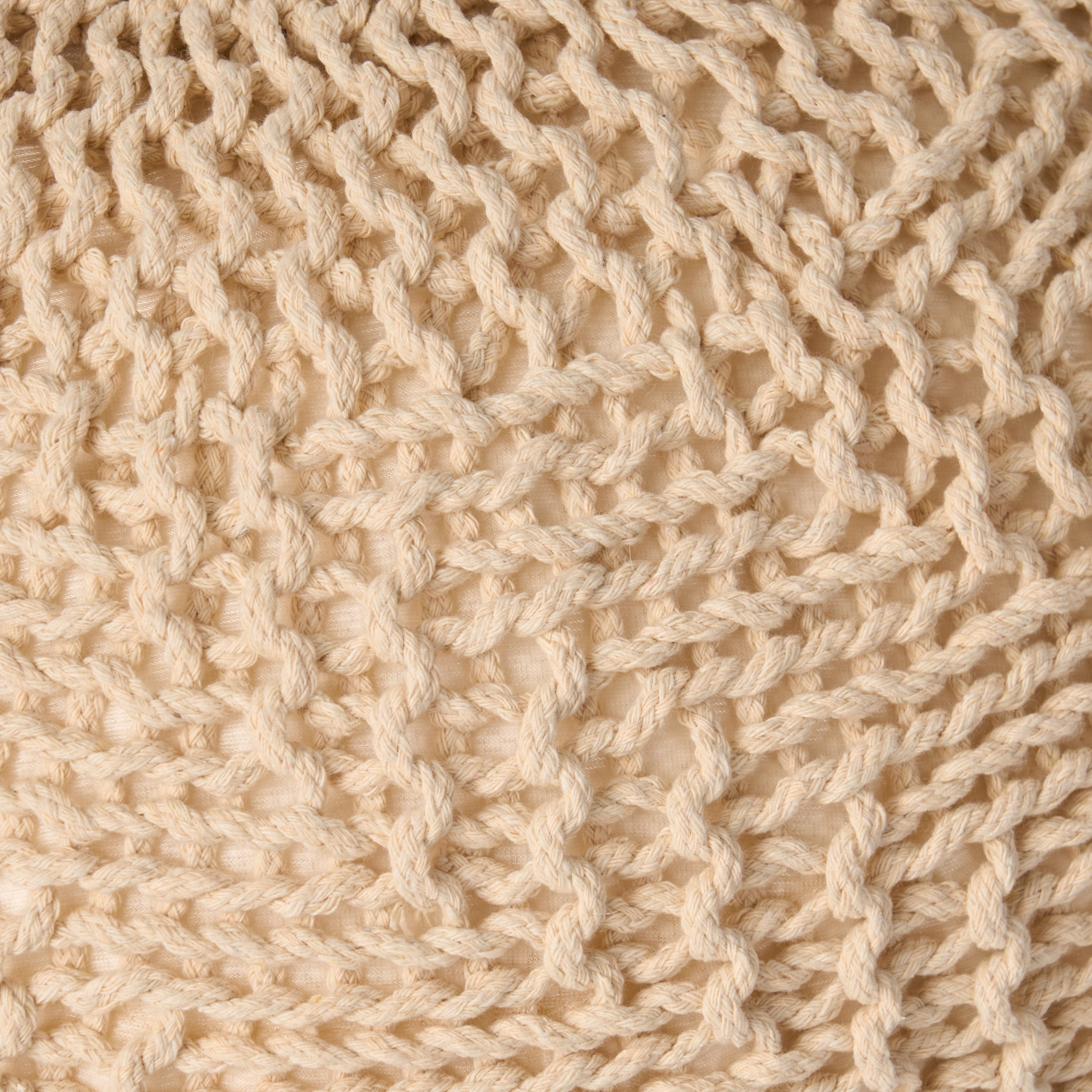 Noble House Knitted Cotton Pouf, Beige