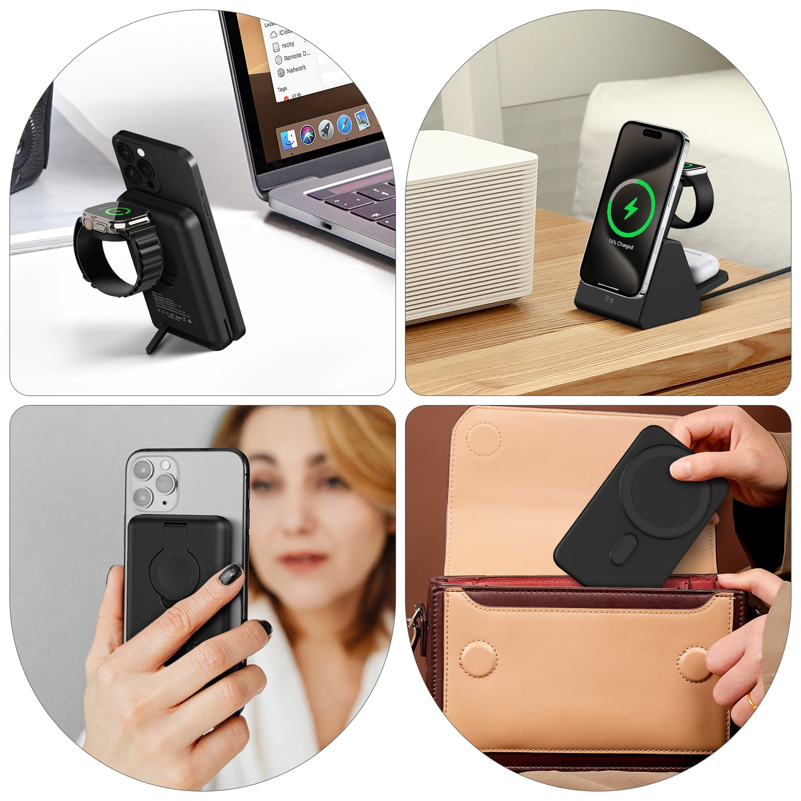 Smtcsl Wireless Charging Station 3 in 1  Portable 5000mAh Power Bank Magsafe for iPhone Apple Watch