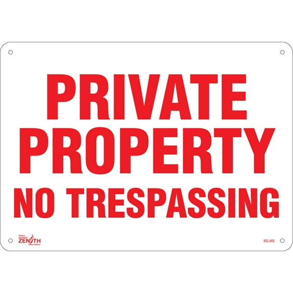 Private Property Sign, 10" x 14", Plastic, English