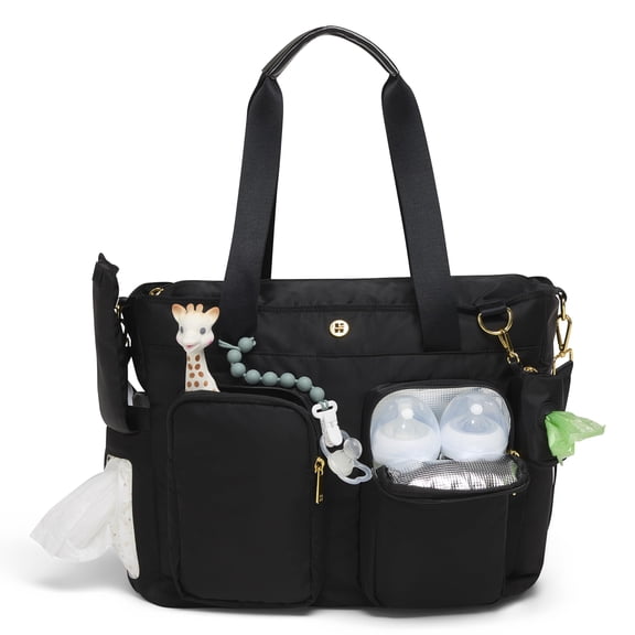 Bolsa para pañales Huggies, duradera, resistente al agua, negra
