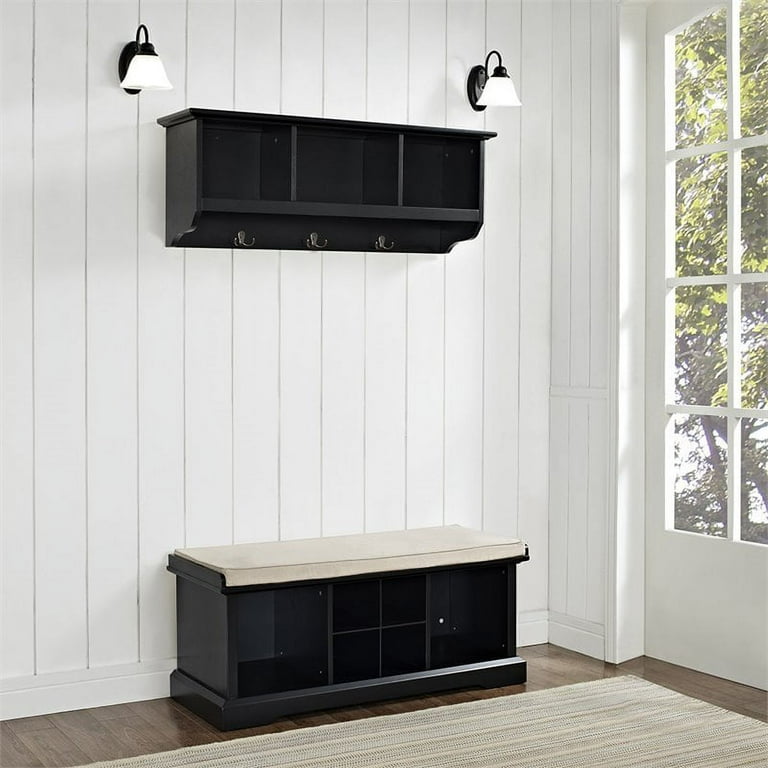 Bowery Hill 2 Piece Entryway Bench and Shelf Set in Black