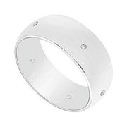 FineJewelryVault UBVNCHR700W14D-120 7MM Half Round Wedding Band with Diamonds : 14K White Gold - 0.05 CT TDW - Size: 7
