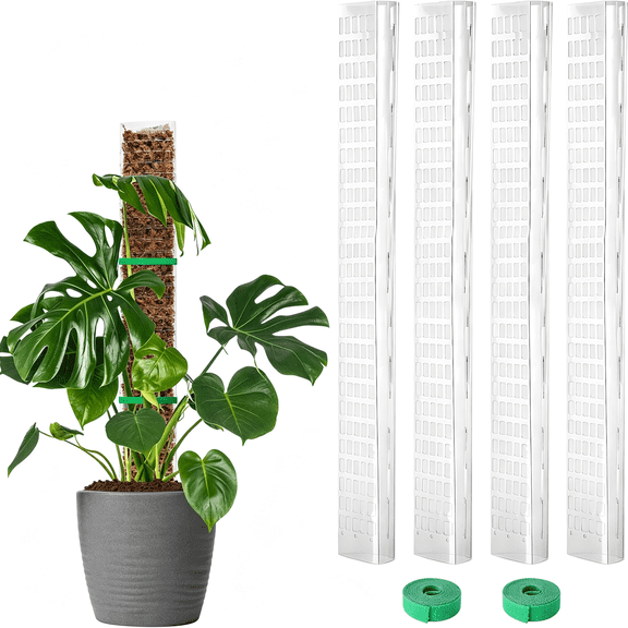 ZHZFKQ 4 Pcs 24In Plastic Moss Pole for Monstera,Large D Shaped Poles for Climbing Plants Work with Sphagnum Moss,90In Plant Stake Set of 4,Garden Ties