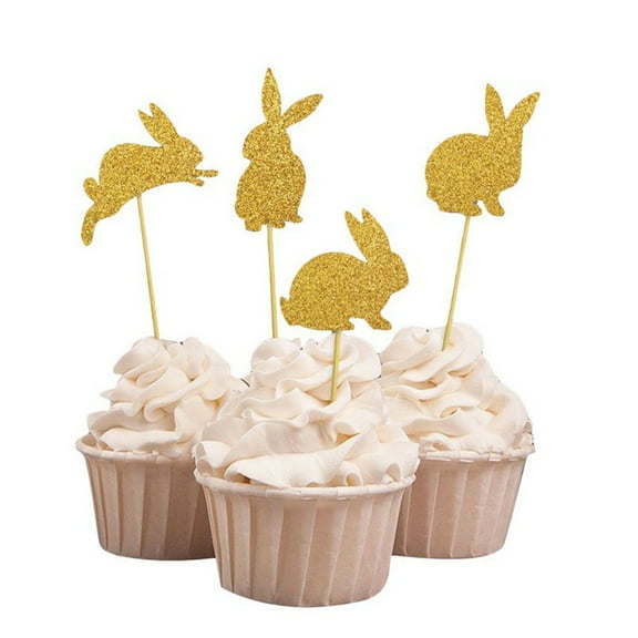 Cake Toppers Easter Cute Bunny Decorated Cupcake Insert Card Dessert Party Cake Inserts Easter Decorations