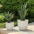 thumbnail image 4 of LuxenHome Set of 2 White Waves Design MgO Planters, 4 of 10