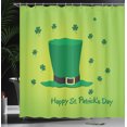 thumbnail image 3 of Ambesonne Irish Shower Curtain, Classic Leprechaun Hat Clover, 69"Wx84"L, Lime Green Forest Green, 3 of 4