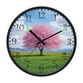 thumbnail image 2 of Voice Activated Clock with Glow Light 12 Inch Large Silent Wall Clock Battery Operated for Home Decor Pink Cherry Blossom Tree, 2 of 8