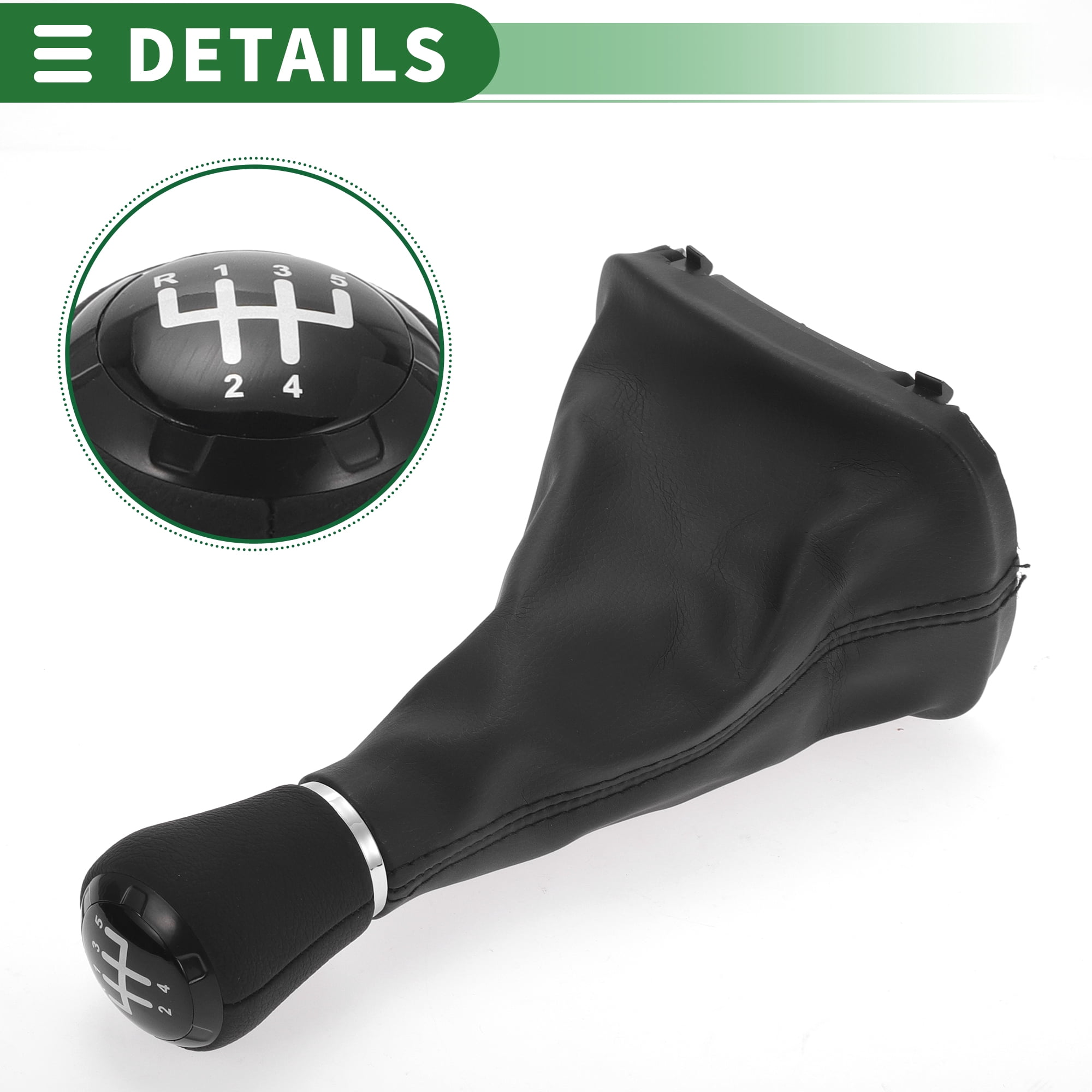 Gear Shift Knob with Cover 5 Speed Manual  Stick Shifter Knob for Audi A3 8L 96-00 Faux Leather Black
